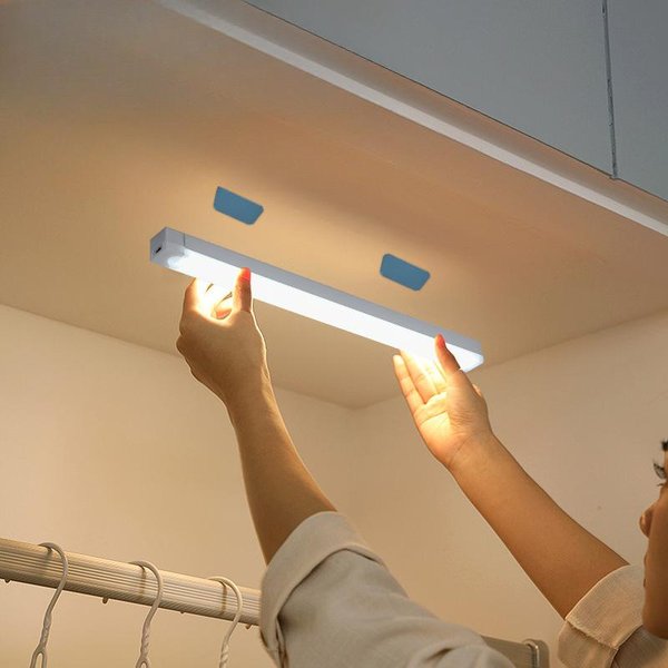 Luz LED Nocturna InaláMbrica Con Sensor De Movimiento, LáMpara De Noche Para Armario, Detector De Cocina Y Dormitorio, Luz De Fondo Para Escalera Y Armario 20Cm Blanco CáLido-image