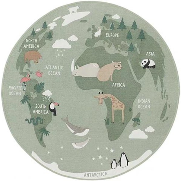 Druk Dywan OkrąGłY – AntypośLizgowy Dywanik Dla Dzieci Do Salonu, Sypialni, Pokoju DziecięCego, Mata PodłOgowa Diameter 90Cm(35In)-image