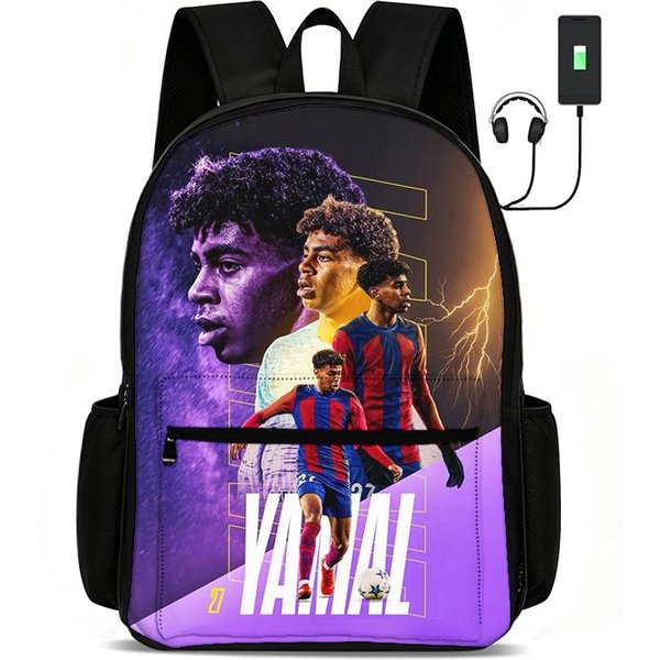 Mochila Estrella De FúTbol L-Lamin Yamal Mochila Aprender, Viajar Bolsas Escolares Bolsas De Gran Capacidad FúTbol Deporte Mochila Para Estudiantes-image