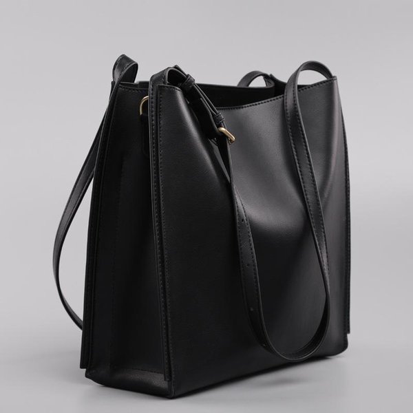 Bolso Bucket Europeo Y Americano De Cuero Genuino Para Desplazamientos, Bolso De Gran Capacidad Para Mujer, Bolso Tote, Bolso Bandolera Para Mujer De Cuero Vacuno De Un Solo Hombro-image