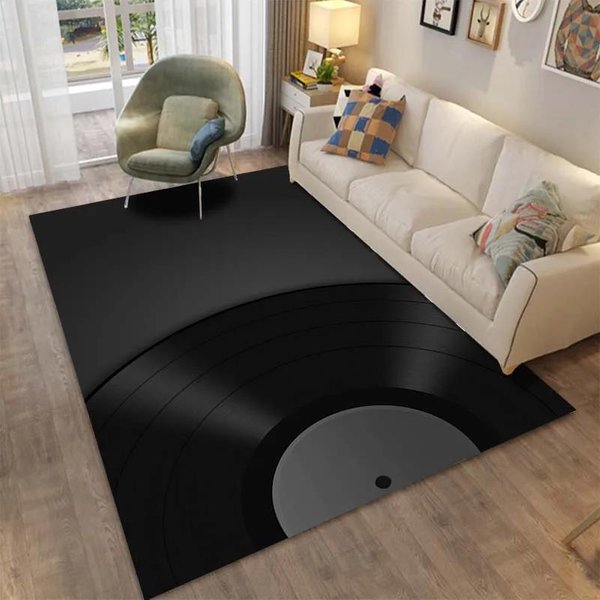 Dywan Dekoracyjny Retro Gramofon Muzyczny Nagrywanie, Dywanik Do Salonu, Sypialni, Na Sofę, Mata AntypośLizgowa Do Pokoju Dziecka, Szybka Dostawa 70X100Cm (28X39In) Gray-image