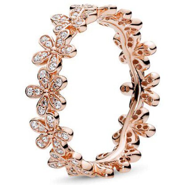 Nueva Llegada S925 Plata De Ley 50 Tipos Anillos Corona De Flores De Margarita Brillantes Para Mujeres Compromiso JoyeríA Aniversario 8 Beige-image