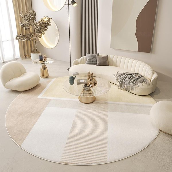 Dywan W Stylu Nordyckim Do Salonu Minimalistyczny WystróJ Sypialni OkrąGłY Dywan DużA Powierzchnia Pluszowa Mata PodłOgowa Puszysty MięKki Dywan Do Salonu 80X80Cm-image