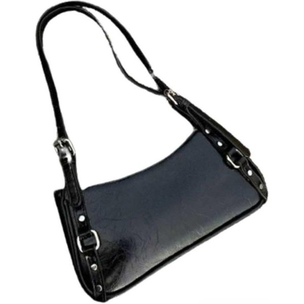 Bolso Bandolera De Un Hombro Moda Nicho DiseñO Bolso Cruzado Moda Axila Bolso De Motocicleta Para Mujer Black-image