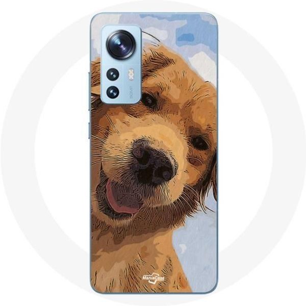 Funda Para Xiaomi Mi 12 / 12X - Maniacase - Golden Retriever - Silicona - Flexible - Negra Negro-image