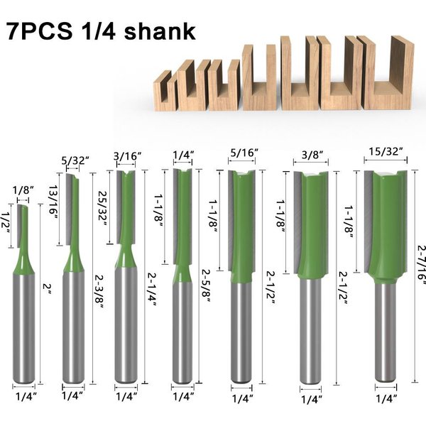 Juego De 7 Brocas Rectas Para Herramientas De CarpinteríA, Fresa De Carburo De Tungsteno Para Madera, VáStago De 1/4 Y 6 Mm 1/4" Shank-image