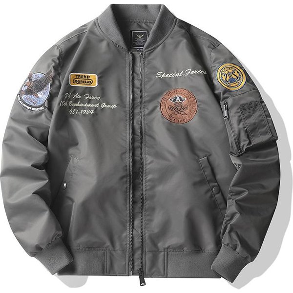 Nueva Chaqueta Bomber De La Fuerza AéRea De OtoñO E Invierno Para Hombre, Uniforme De BéIsbol Bordado, Chaqueta De Primavera Y OtoñO De Talla Grande 4XL Gray-image