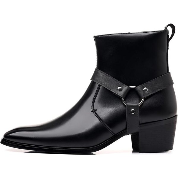 Hombre Botines Chelsea Zapatos Casuales De Cuero Botas Cowboy Occidentales Negro MarróN Cremallera Boda Oficina Zapatos De Vestir Hombre Bota De Motociclista 45 Negro-image