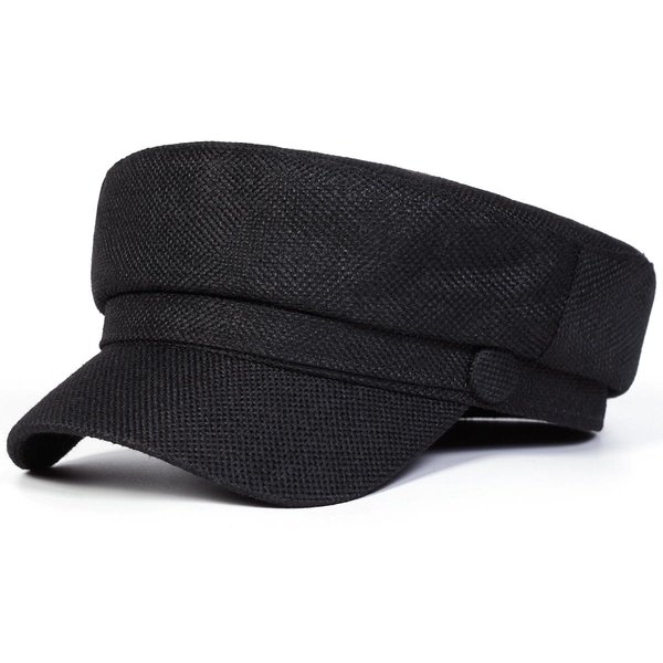 Unisex Jednokolorowe Kapelusze Wojskowe Modne PłAskie Czapki Baseballowe Dla Kobiet Sporty Na ŚWieżYm Powietrzu Kapelusz PrzeciwsłOneczny Kadet Black-image
