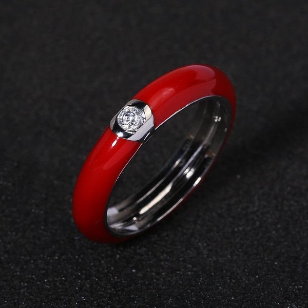 Anillo De CircóN Esmaltado Color Vintage, Chapado En Oro, Anillo De Flor Minimalista, JoyeríA Para Mujer Para Boda, Fiesta, Compromiso, Regalo Para Mujeres 8 Red-image