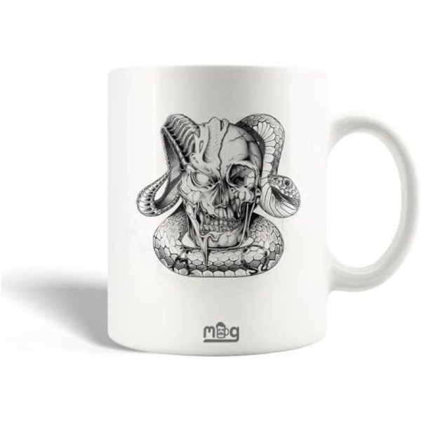 Mug En CéRamique Skull Avec Serpent Noir Et Gris-image