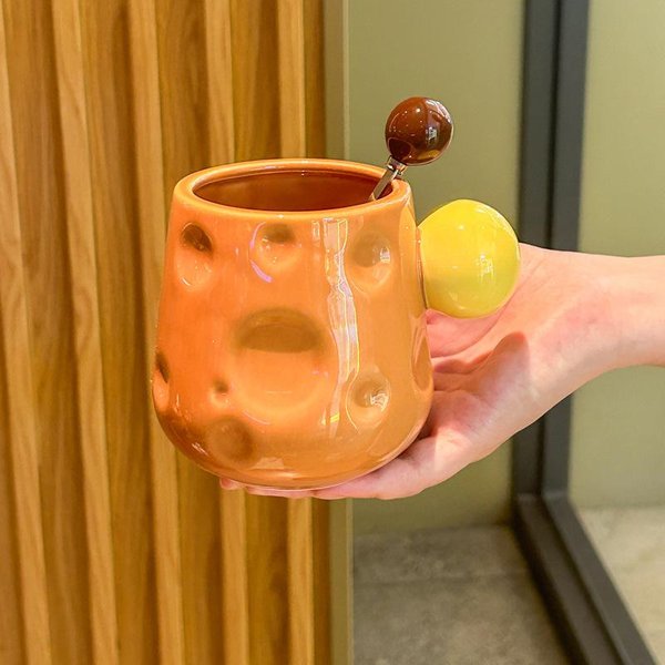 Taza De Agua De Queso Queso Para El Hogar Linda Taza De CeráMica De Alto Valor Pareja Oficina Taza De Café Regalo De CumpleañOs 401-500Ml-image