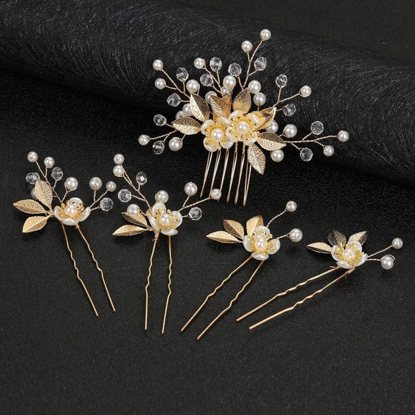 Accesorios Para El Cabello De Boda Con Flores, Tocados De Novia, Horquillas Retro Para El Cabello, Pinzas Para El Cabello Con Perlas, Exquisitos Adornos Para El Cabello Para NiñAs. Plata-image