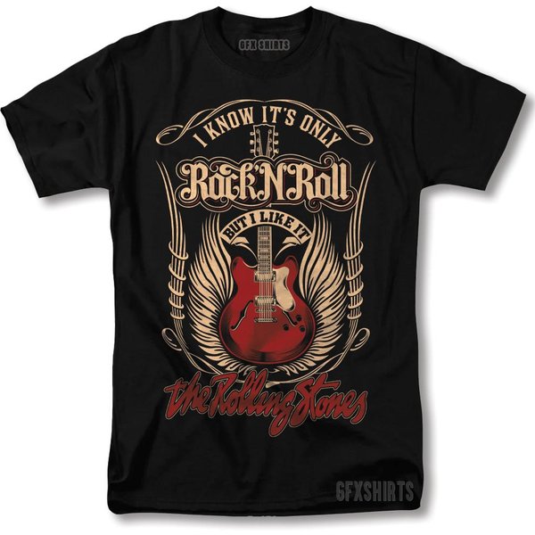 Camiseta Rolling Stones Rock N Roll Concierto Merch Tour Vntg DiseñO GráFico Camiseta Unisex Xxxxl Black-image