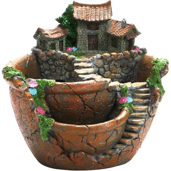 Maceta Para Plantas Maceta Para Plantas Suculentas Con Casa Dulce Cesta De Flores Maceta Jardinera DecoracióN De JardíN Naranja-image