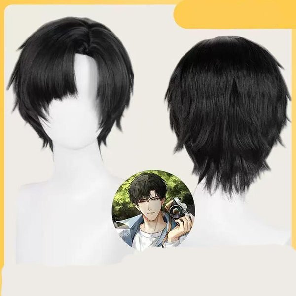 Anime Obcy Scena Ivan Cosplay Czarny Smutek Cosplay Czarna Peruka KróTka Czarna Syntetyczna Peruki Cos Odporne Na CiepłO Peruki WłOsy Halloween 10Inches-image