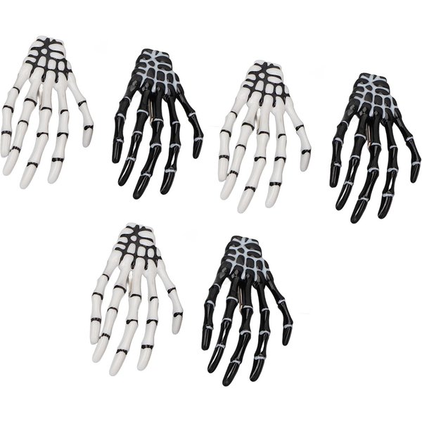 3 Pares Halloween Manos De Esqueleto Hueso Pinzas Para El Cabello Delicadas Punk Rock Horror Pinza Para El Cabello Para Mujeres NiñAs White-image