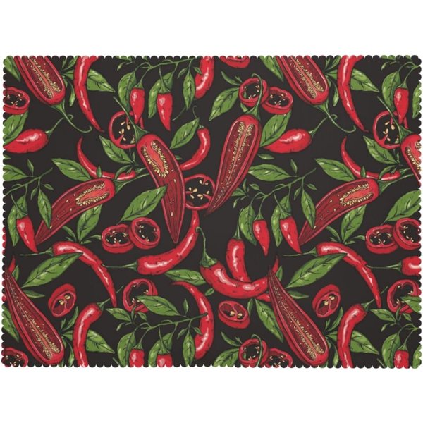 Obrus Z Papryczkami Chili, Rustykalny, Z Warzywami, Czarno-Zielonymi LiśćMi, ProstokąTny, Zmywalny Pokrowiec Do Domowej Jadalni 100X140Cm-image
