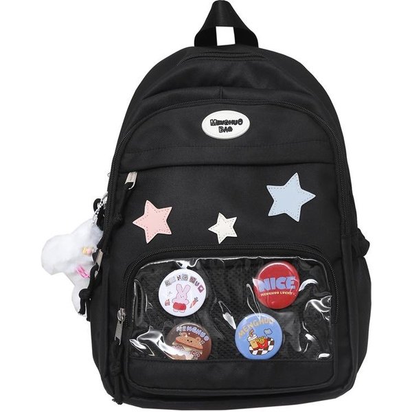 Bolsa De Dolor Transparente Linda Japonesa Gran Capacidad VersáTil Mochila Estilo Universitario Para Chica Mochila Estilo Coreano Almacenamiento Black-image