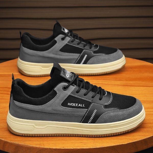 Zapatos De Hombre Para Verano Nuevos Transpirables Estilo Hong Kong VersáTiles Resistentes A La Suciedad Zapatos De Malla Modernos Ligeros Suela Blanda Zapatos Deportivos Casuales 44 Gray-image