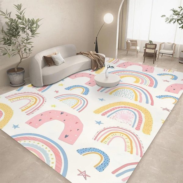 Prosty I Uroczy Dywanik Z Wzorem Chmurki TęCzowej Dziewczynki Mata PodłOgowa Mata Do Salonu Sypialni Dywanik Dekoracja Domu WystróJ Sypialni Dywan 40X60CM-image