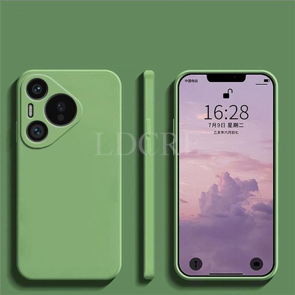 Etui Na Huawei Pura 70 Pro, GłAdkie Etui Z PłYnnego Silikonu, Etui Na Huawei Pura 70 Pro, Gumowe Etui TPU ChroniąCe Telefon, Pokrowiec Na Pura 70 Pro Pura 70 Zielony-image