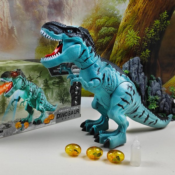 Juguete De Dinosaurio Caminante EléCtrico De TamañO Grande Con FuncióN De Rociado Y Puesta De Huevos Sonidos Luces Y Movimientos MecáNicos Para NiñOs-image