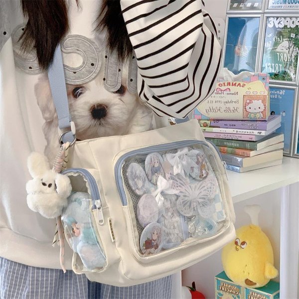 Modna Przezroczysta Prosta Torba Crossbody Dla DziewcząT DużA Pojemność Szkolna Torba Na Ramię Wygodna I Wszechstronna Tekstura Ita Bag Gray-image