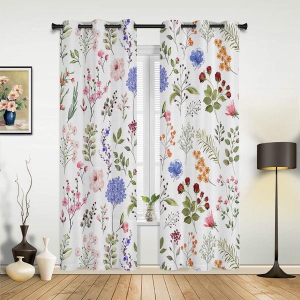 Retro Kwiatowe Dzikie Kwiaty ZasłOny Do Sypialni Salonu Draperie Kuchnia PokóJ DziecięCy ZasłOna Okienna Nowoczesny WystróJ Domu 135W X 92H(Cm) X1-image