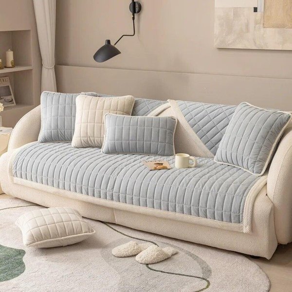 Funda De Sofá Antideslizante De Color SóLido Para Sala De Estar, CojíN De Sofá Suave Grueso, Toalla, Cojines De Esquina Universales Para Sofá, DecoracióN De Muebles 70X70Cm 1Pc A-image