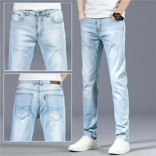 Pantalones Vaqueros Para Hombre Primavera Y OtoñO De Gama Alta Pantalones Vaqueros Gris Ahumado Nuevos Pantalones Rectos Simples Sueltos Pantalones Casuales VersáTiles Para Hombres 6XL Gray-image