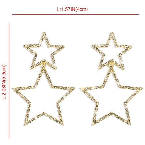 1 Par De Pendientes De Estrella Para Mujeres Y NiñAs, Pendientes Colgantes De Gran Estrella Con Diamantes De ImitacióN, Pendientes Colgantes De Moda, Regalos De JoyeríA Para Fiesta Plata-image