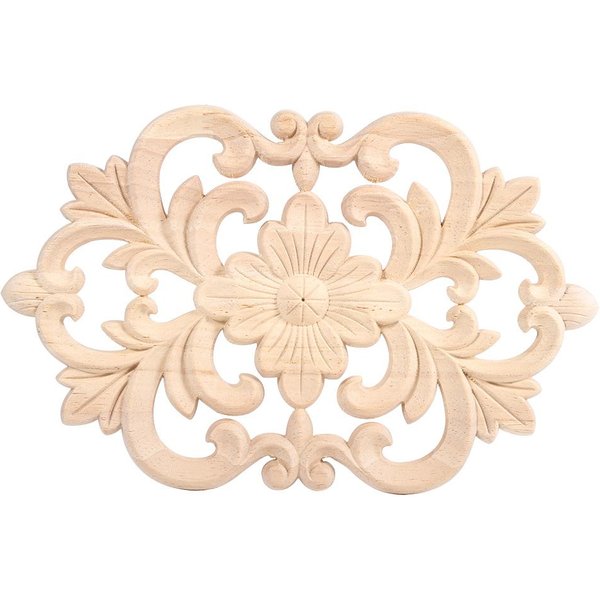 1 Pieza Aplique Onlay De Madera Tallada Sin Pintar Para Muebles Para DecoracióN De Hogar, Puerta, Gabinete (22 X 14Cm)-image