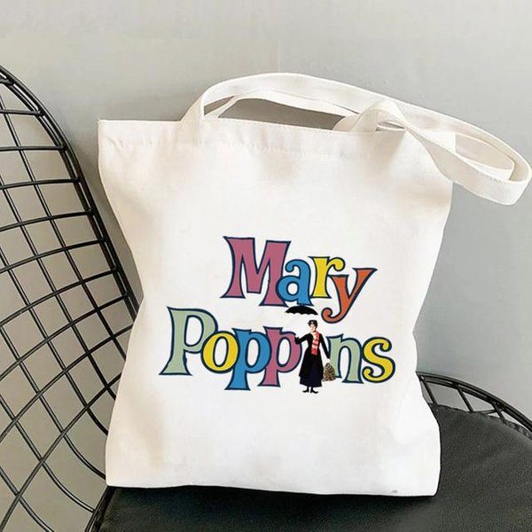 2021 Shopper Elegancka Torba Mary Poppins Kawaii Harajuku Damska Torba Na Zakupy PłóCienna Torba Na Zakupy Dziewczyna Tote Bag Torebka Damska Na Ramię 31*36Cm-image