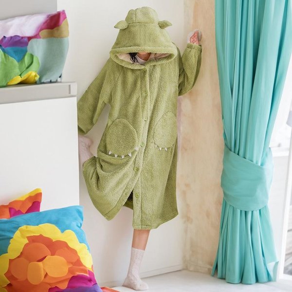 Damskie Koralowe Aksamitne Koszule Nocne Zimowe DłUgie Szlafroki ZagęSzczone Pluszowe PiżAmy Kimono Flanelowe PiżAmy CiepłE Spodnie PiżAmowe Odzież Domowa M-image