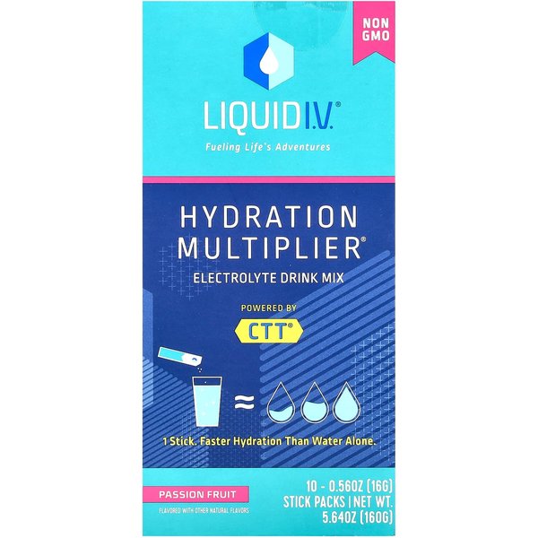 Liquid I.V., Multiplicador De HidratacióN, Mezcla Para Bebida ElectrolíTica, Maracuyá, 10 Sobres Envueltos Individualmente, 16G (0.56 Onzas) Cada-image