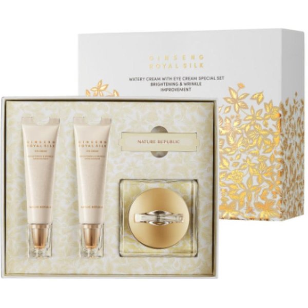 Nature Republic Ginseng Royal Silk Wodnisty Krem Z Kremem Pod Oczy Specjalny Zestaw Prezentowy (Krem 60G + Krem Pod Oczy 30Ml X 2) White-image