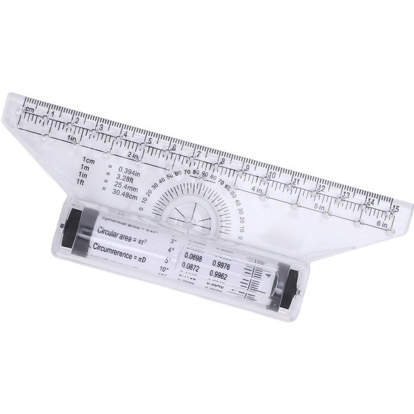 Regla Paralela Rodante Regla Rodante De MedicióN Para Dibujo De LíNeas Paralelas Arcos Curvas Con Transportador Integrado 15Cm/5.9In White-image