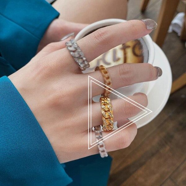 Anillo De Cadena De MicrocircóN De Plata Esterlina 925 Para Hombres Y Mujeres, Anillo Abierto De Lujo Brillante A La Moda Para Fiestas, Regalos Resizable Brown-image