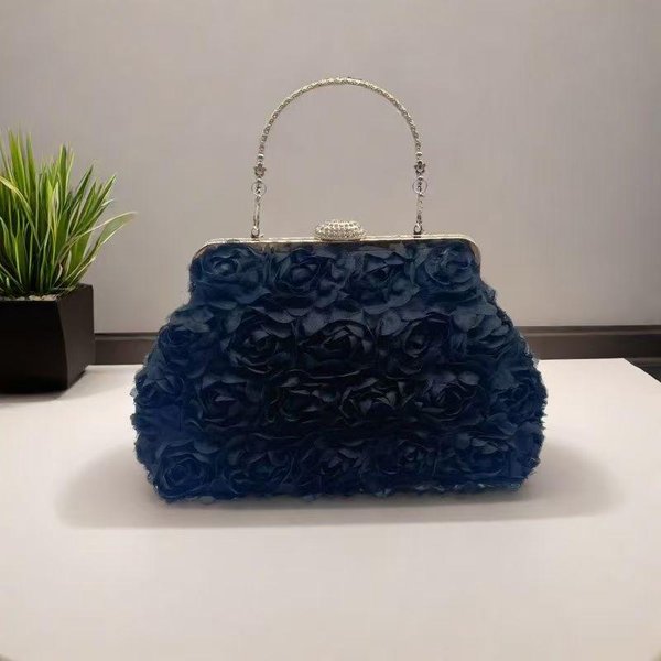 Torebka Wieczorowa W Stylu ChińSkim Z Kwiatowym Wzorem 3D - Modna Torebka śLubna Dla Kobiet, Na Ramię Lub Crossbody 27X8X18 Cm Czarny-image