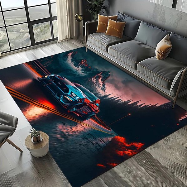 Alfombra 3D F-Ford Mustang Coche De Carreras Motocicleta Para Sala De Estar Dormitorio Hogar DecoracióN De Sofá, Alfombra Infantil Antideslizante Para Suelo 40X60Cm( 15X23In )-image
