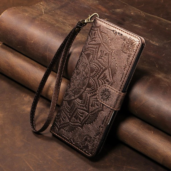 Etui Portfelowe Z Klapką Dla Motorola Moto G67 G77 G57 Power G06 G56 G86 G15 G05 G75 G35 G55 G85 5G Pokrowiec SkóRzany Z WytłOczeniem Mandala Motorola Moto G67 Power-image