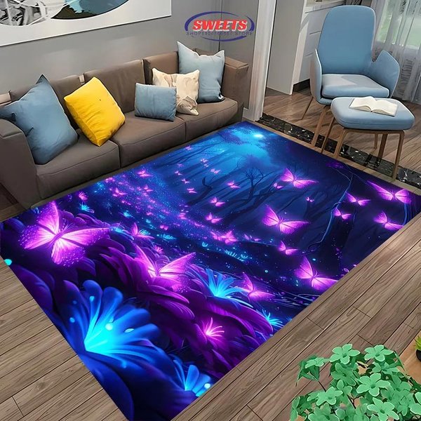 NR.2 PięKny Dywan Motyl, Dywanik Do Salonu Sypialni Sofa Wycieraczka Dekor, TrwałA AntypośLizgowa Mata PodłOgowa, Mata MożNa Prać W Pralki 60*90Cm-image