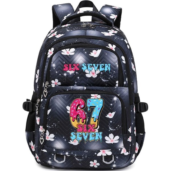Mochilas Estilo Helado Y2K Seis Siete Para NiñAs NiñOs Divertido NúMero 67 Mochila Impermeable Para PortáTil Mochila Escolar Para Adolescentes-image