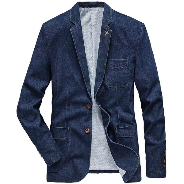 Traje Juvenil Informal De Mezclilla, Chaqueta Holgada De Talla Grande, Abrigo Informal De Moda 4XL Black-image