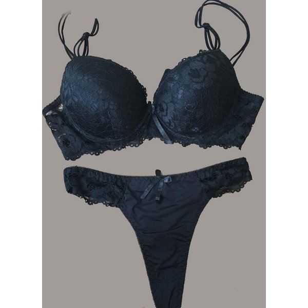 Koronkowy Biustonosz Stringi Komplet Bielizny Push Up Zestaw Bielizny Damskiej Hollow Lace Intimates Biustonosze I Komplet Majtek 40C-image