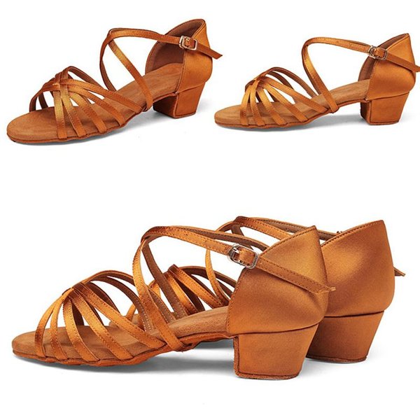 Wysokiej JakośCi Buty Do TańCa Latynoskiego Dla Dzieci Dziewczyny DorosłE Buty Do TańCa Latynoskiego Ballroom Tango Salsa Niskie Obcasy 35-image
