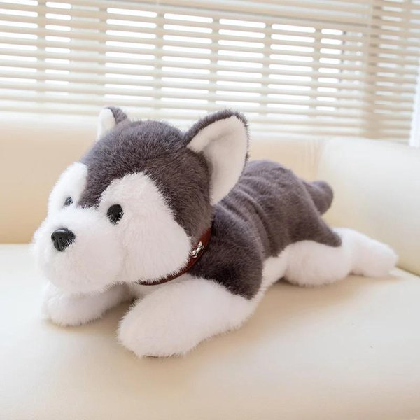 MięKka Realistyczna Pluszowa Zabawka Pies Zabawna Symulacja Wypchana MałA Lalka Shiba Inu Szczeniak Beagle Uroczy Prezent Urodzinowy Dla Niemowlaka Dziecka Dziewczynki 40Cm Gray-image