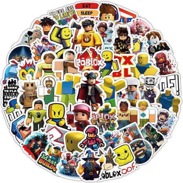 Naklejki Roblox 100 Szt. KreskóWkowe Aktywność Wodoodporne Winylowe Naklejki Zaprojektowane Na Laptop Butelkę Na Wodę Deskorolkę Dziennik Dzieci MłOdzież Dekoracja DIY Yellow-image