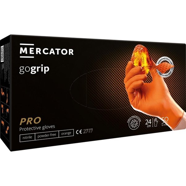 Guantes De Nitrilo Mercator Gogrip Naranja 50 Unidades Talla L-image